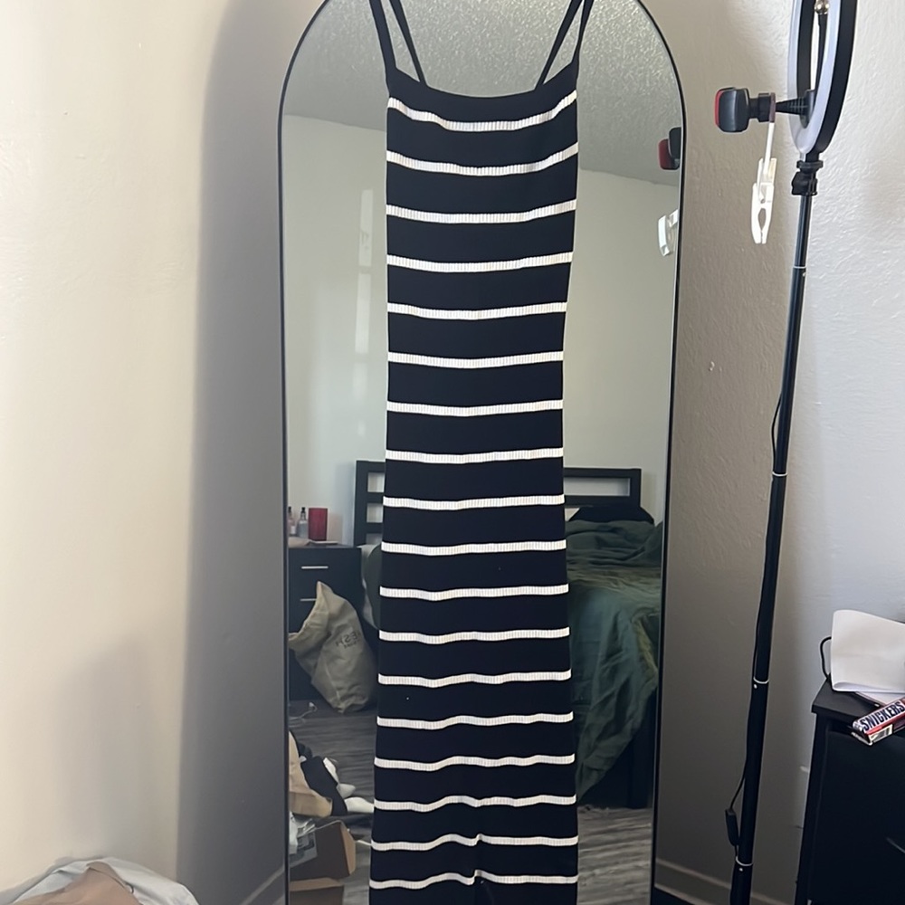 H&M Black and White striped sweater dress